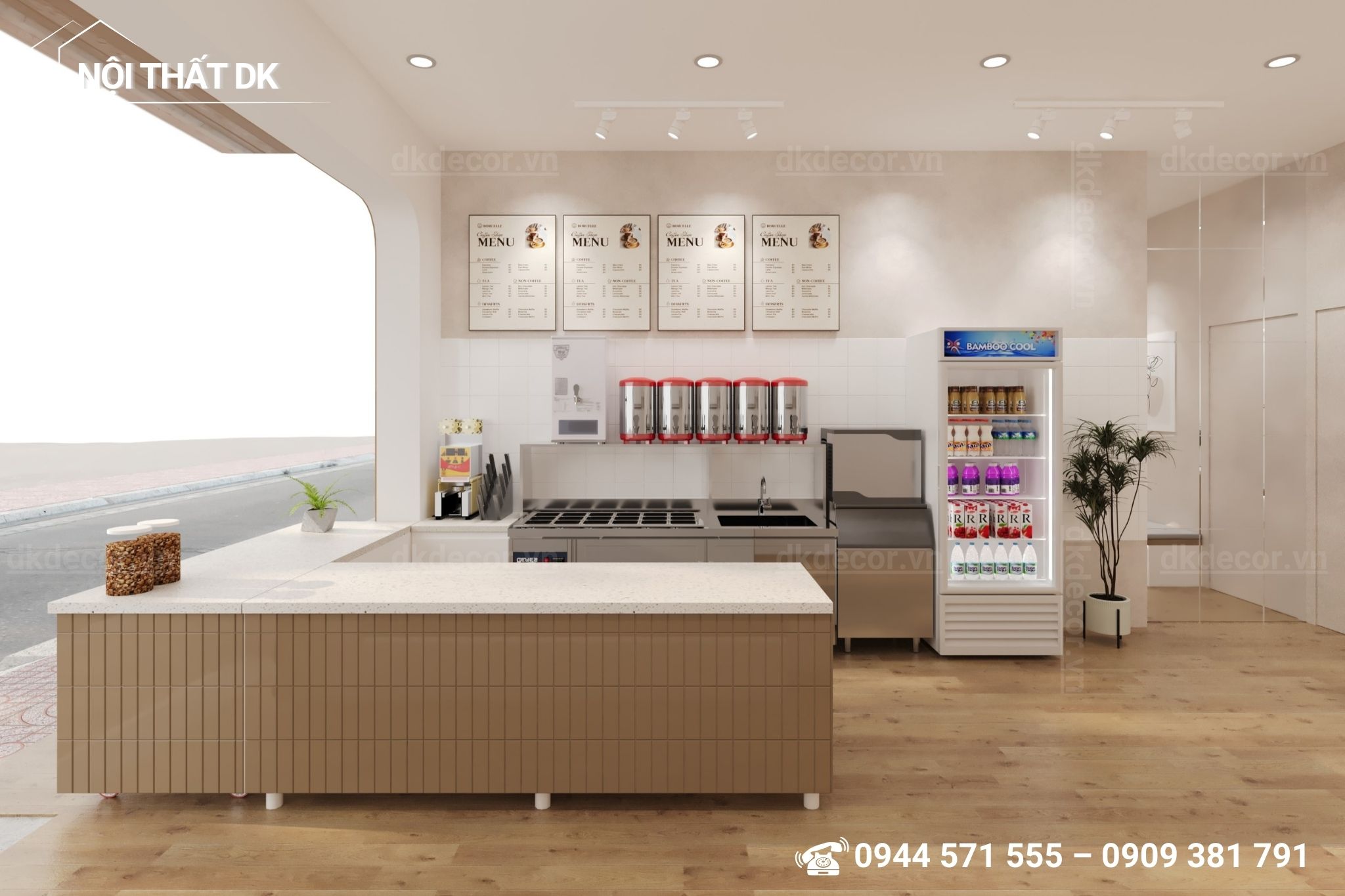 thiết kế quán cafe hachi take away 30m2 bình dương - nội thất dk