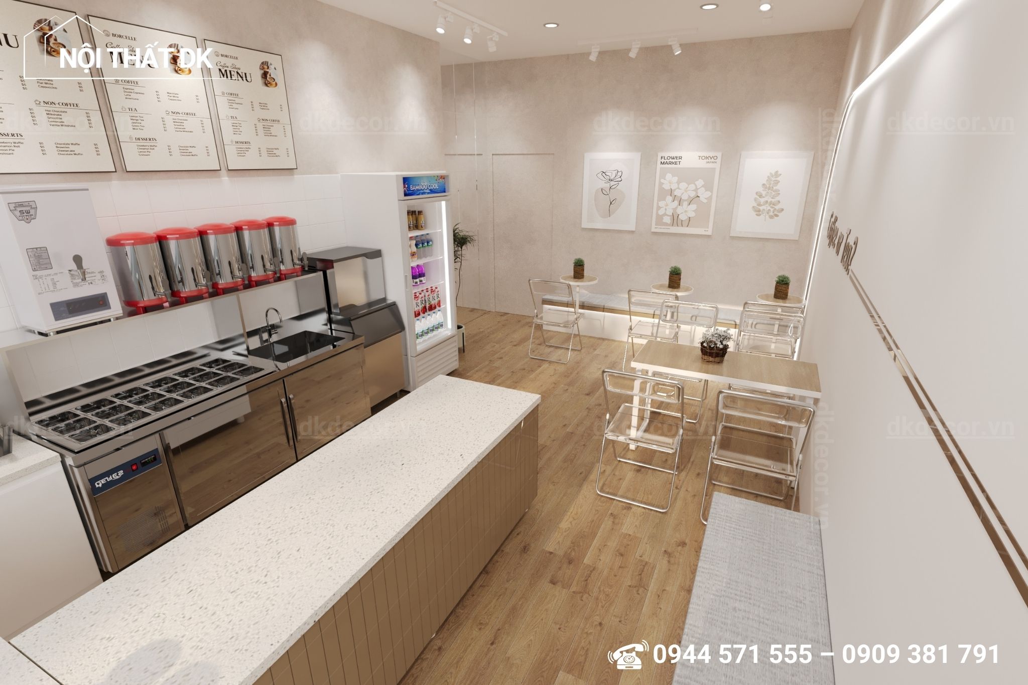 thiết kế quán cafe hachi take away 30m2 bình dương - nội thất dk