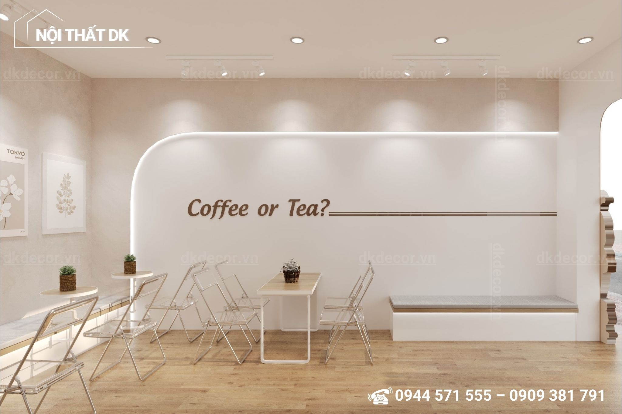thiết kế quán cafe hachi take away 30m2 bình dương - nội thất dk