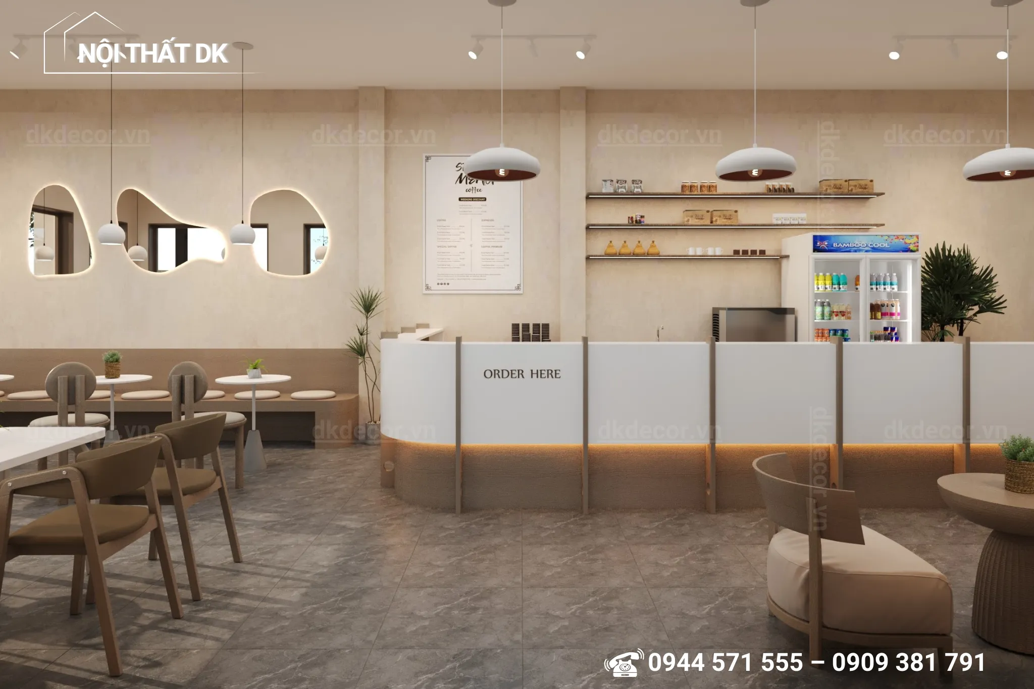 thiết kế quán cafe Hichi kdc êm đềm Thủ Đức