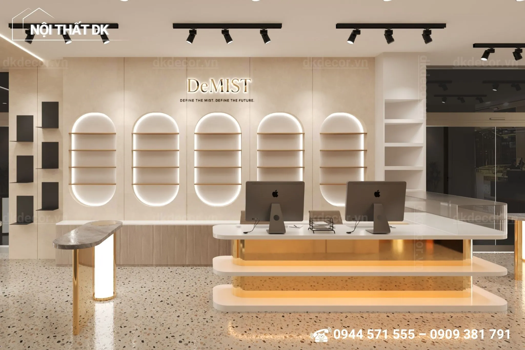 thiết kế showroom đồng hồ nước hoa Dwatch - Demist - nội thất DK