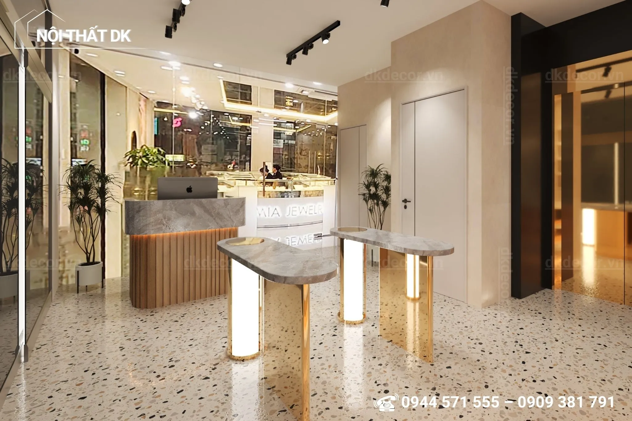 thiết kế showroom đồng hồ nước hoa Dwatch - Demist - nội thất DK
