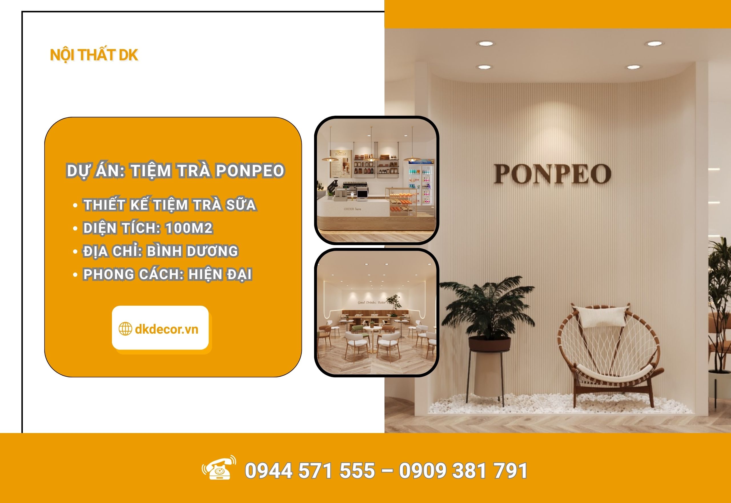 Thiết Kế Tiệm Trà PONPEO Tại Thủ Dầu 1 – Bình Dương 