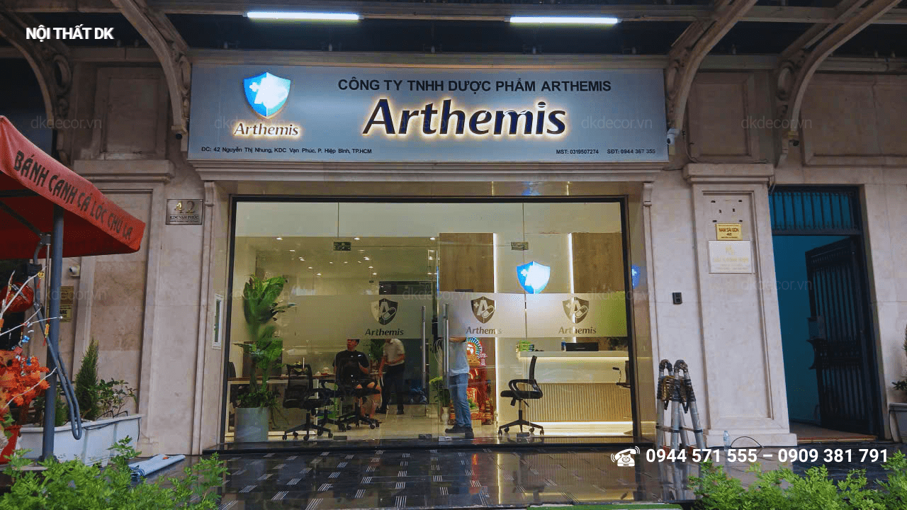 thi công nội thất văn phòng Arthemis tại kdc Vạn Phúc 60m2