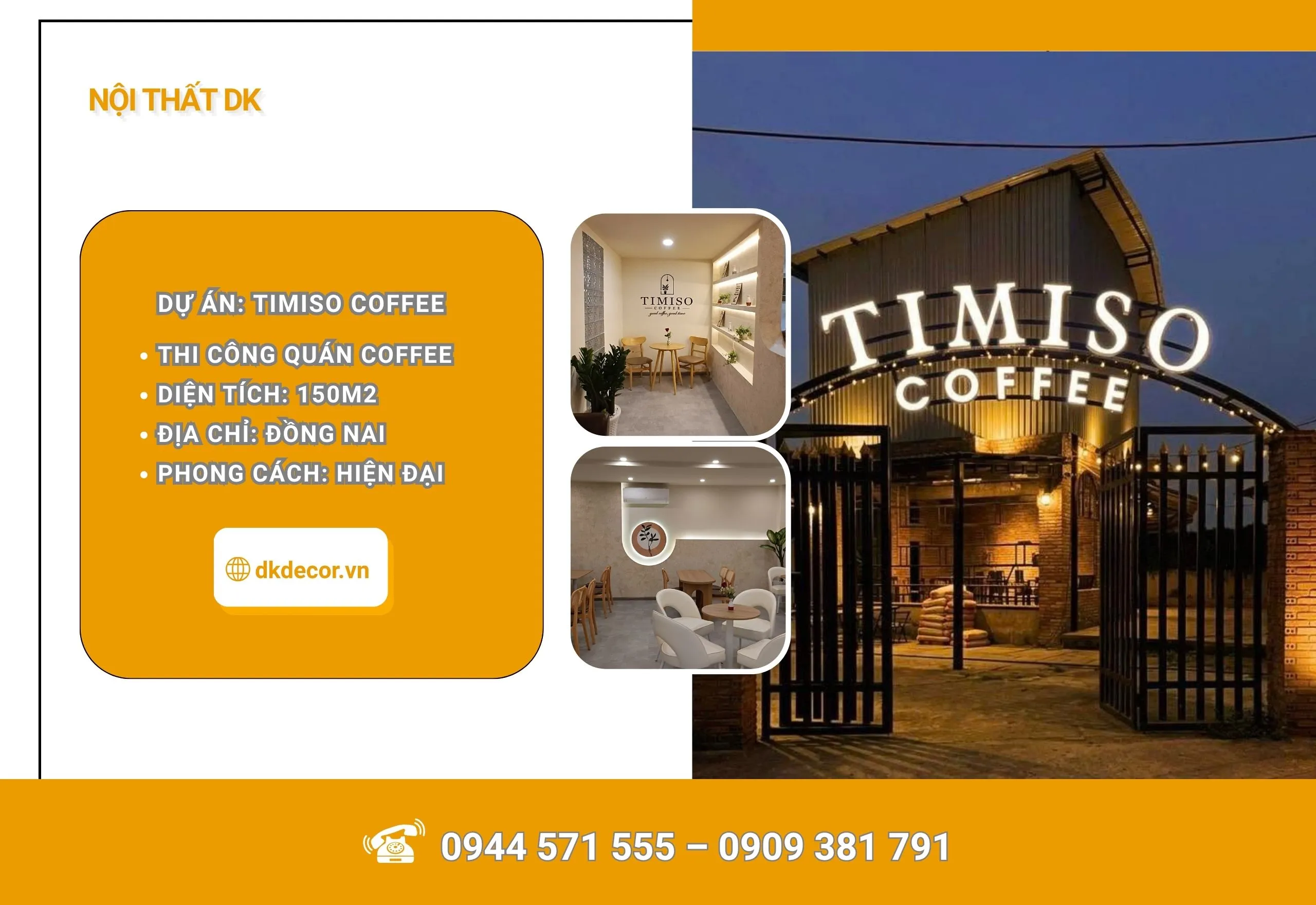 [Dự Án] Thi Công Quán Coffee Timiso – Long Thành 