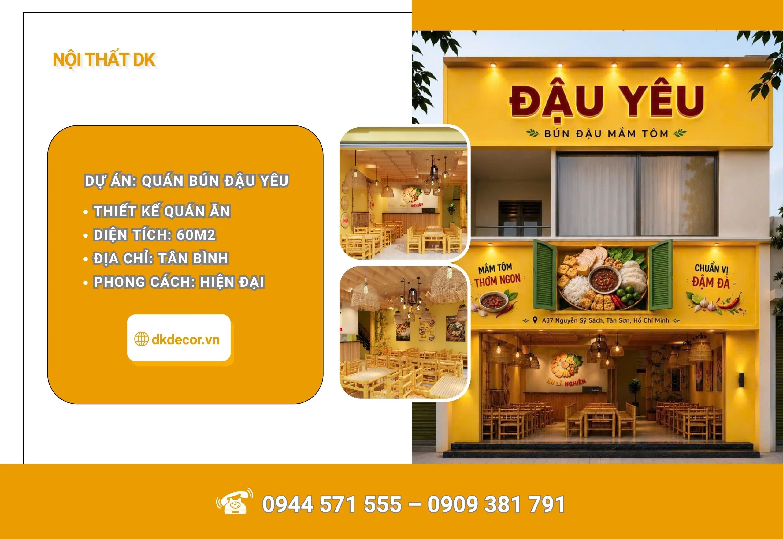 [Dự Án] Thiết Kế Quán Bún Đậu Mắm Tôm – Đậu Yêu 