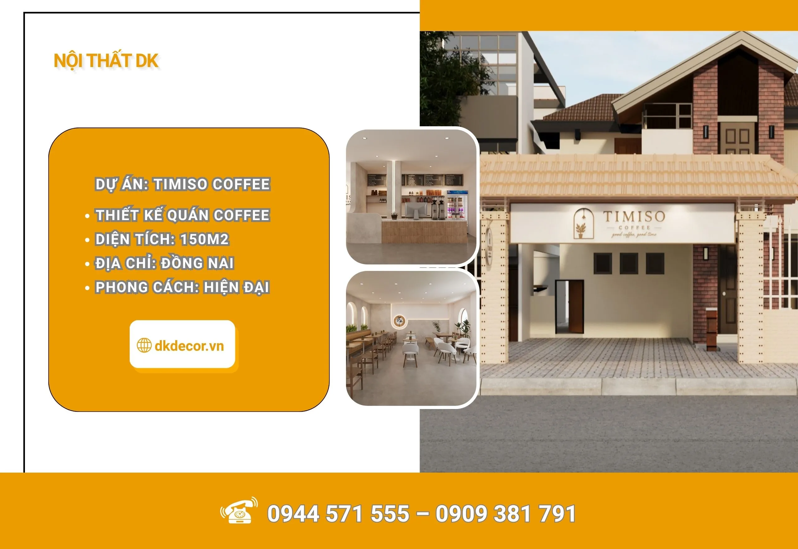[Dự Án] Thiết Kế Quán Coffee Timiso – Long Thành 